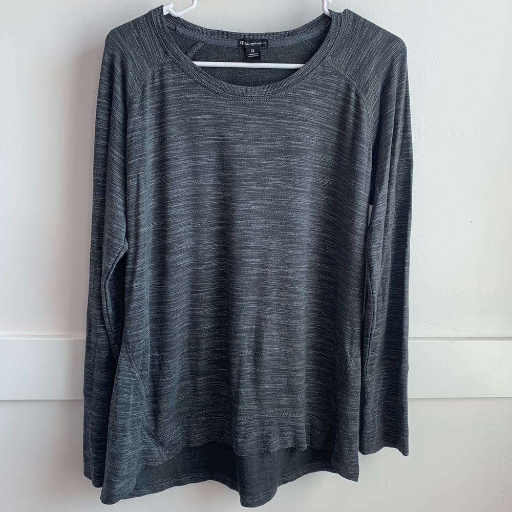 Champion Dark Gray Heathered Long Sleeve Shirt